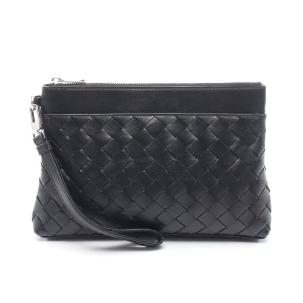 Bottega Veneta Prism Pouch Clutch Intrecciato Bag Leather Black